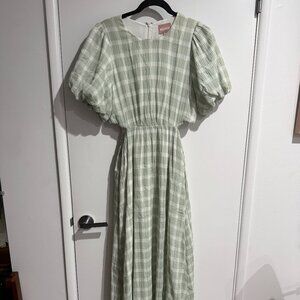 Show Me Your Mumu maxi green check dress with side cut outs size L